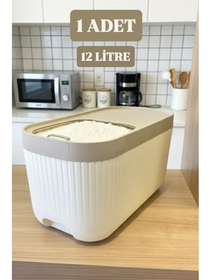 PremiumPort Apex Krem 12 Litre Kayar Kapaklı Deterjan ve Saklama Kabı Tekerlekli