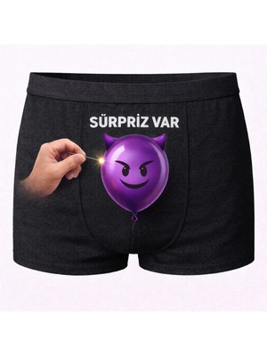 Onudabunuda Baskılı Erkek Boxer Sevgililer Günü Temalı Balon Desenli Komik Mizahi Esprili Pamuklu Likralı