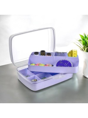 PremiumPort Şık ve Kullanışlı 2l Lila Organize Kutu, Dikiş ve Boncuk Saklama