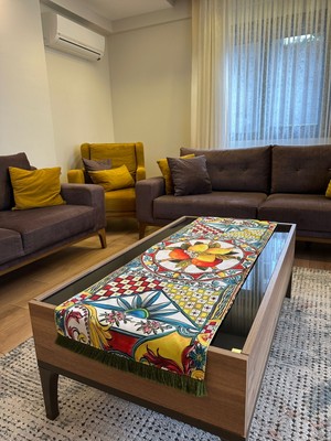 Karam Home Sicilya Seramik Desenli Runner / Italyan Seramik Desenli Runner