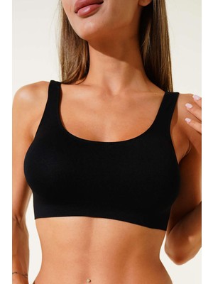 NBB Siyah Kalın Askılı Seamless Bustiyer Atlet Body