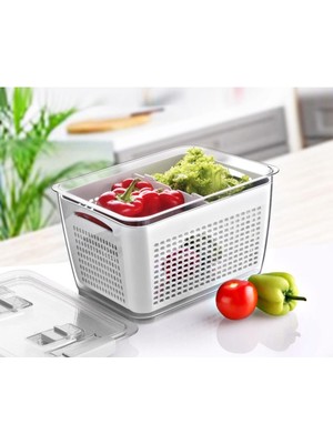 PremiumPort Büyük Boy Çok Amaçlı Organizer, Süzgeçli ve Bölmeli, 9 Lt