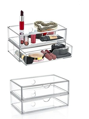 PremiumPort Büyük Boy 2'li Çekmece Modülü, Kozmetik ve Takı Düzenleyici