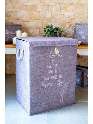 PremiumPort Gri Keçe Kapaklı Mega Kutu, 41X30X55 Cm, Şık ve Kullanışlı Depolama