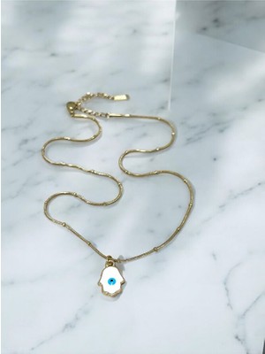 Mac Center Fatma Ana Eli Nazar Boncuklu Kolye Paslanmaz Çelik-Kadın Kolye- Kolye-Hediye