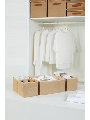 PremiumPort Çocuk Odası Jüt Çekmece Iç Organizer Seti, Katlanabilir Saklama Kutuları