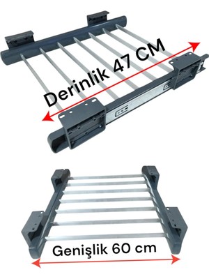 PremiumPort Kaliteli Teleskopik Raylı Pantolon Askısı, Üst Raf Montajlı, Antrasit Metal