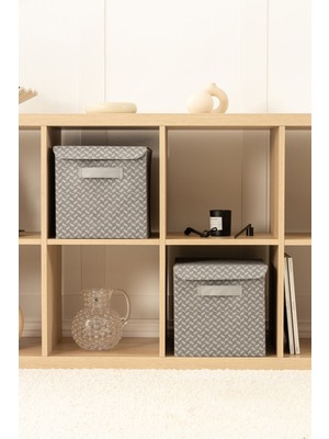 PremiumPort 2'li Gri Katlanabilir Dolap Içi Çamaşır ve Oyuncak Saklama Kutusu