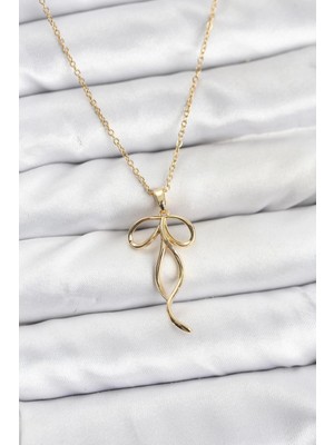 Shopwave 316L Çelik Zincir Gold Renk Fiyonk Model Kadın Kolye