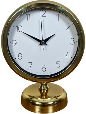 ForWhat Büro Ev Ofis Hediyesi Için 20X25CM Golden Dekor Metal Masa Saati