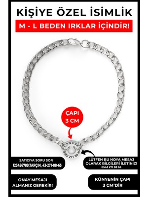 Feyza Design Kişiye Özel Çelik Isimlik Künye, Ayarlanabilir Zincirli Model