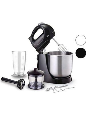 Toyigoo Inox Taslı Mikser - Blender Seti 5 Kademe Hız+Turbo Hamur Yoğurma+ Kase 300W600ML HAZNE700ML Öl�