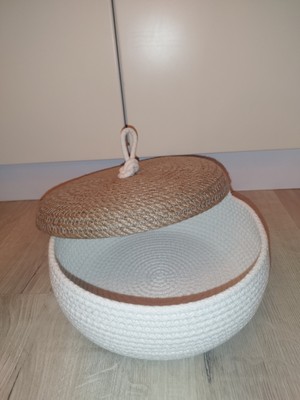 PremiumPort Çok Amaçlı Dekoratif Jüt Sepet, Kapaklı, 25X12 Cm, Şık ve Kullanışlı