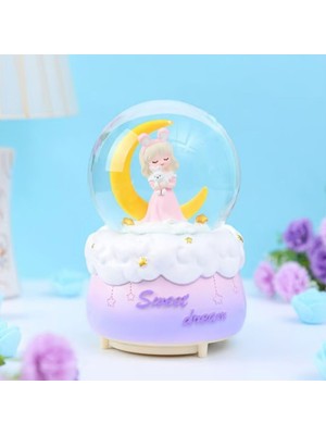 Toyigoo Pilli Işıklı Müzikli Kar Küresi–hilal Ay Önünde Prenses Figürlü Eğlenceli Masaüstü Bib