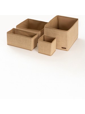 PremiumPort Pratik 4'lü Jüt Dolap Içi Organizer, Düzen ve Ferahlık Sağlar