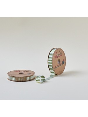 Toyigoo Biye Kalın Çizgili Katlı F12 Yeşil 2 cm 25 Metre %65 Koton %35 Polyester TYGO-RS34YT