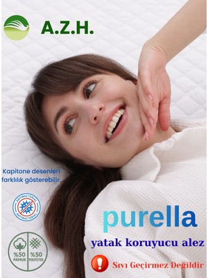 A.Z.H. Purella Kapitoneli Fitted  Koruyucu Alez Full Kenarlı Yatak Koruyucu (Sıvı Geçirmez Değildir.)