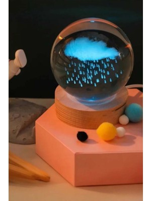 PremiumPort Işıklı Cam Küre, Ahşap Altlık, 3D LED Işıklandırma, Dekoratif Hediye