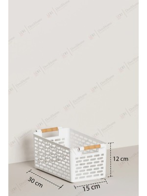 PremiumPort Beyaz Ahşap Görünümlü Çok Amaçlı Sepet ve Organizer Seti