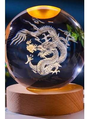 PremiumPort Işıklı Cam Küre, Ahşap Altlıklı, Şık ve Dekoratif Süs Eşyası