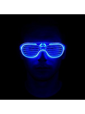 Skygo Mavi Led Işıklı Parti Gözlüğü - Neon Glow Gözlük 3 Modlu