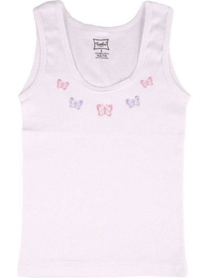 Tutku Kız Çocuk Geniş Askılı Ribana Atlet-Beyaz-1-2 Yaş