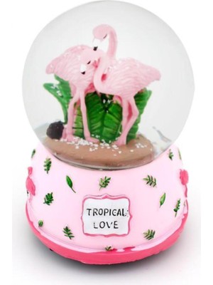 PremiumPort Işıklı Flamingo Kar Küresi, Şık ve Renkli Dekorasyon Parçası