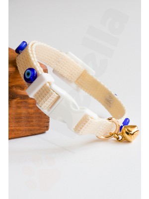 Feyza Design Ayarlanabilir Nazar Boncuklu Köpek Boyun Tasması, Küçük Orta Irk