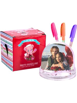 PremiumPort Sevgililer Günü Temalı Fotoğraflı Kalemlik ve Kar Küresi Seti