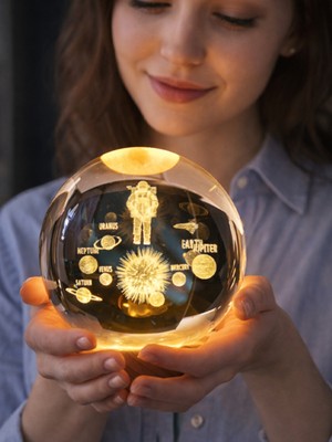 PremiumPort Çoklu Model Ahşap Altlıklı USB LED Kristal Cam Gece Lambası