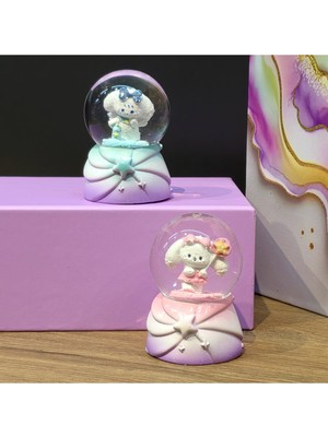 PremiumPort Işıklı Mini Kar Küresi Tavşan, Şık ve Sevimli Dekorasyon Aksesuarı