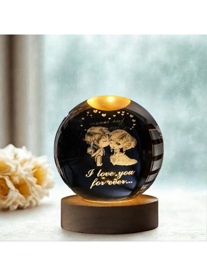 PremiumPort Aydınlatmalı Sevgili Temalı Cam Küre, Sıcak ve Romantik Atmosfer Yaratır