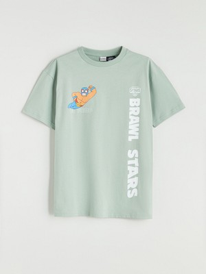 Lc Waikiki Yeni Sezon Bisiklet Yaka Brawl Stars Baskılı Erkek Çocuk Tişört