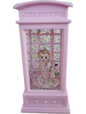 PremiumPort Sulu Simli Işıklı Retro Telefon Temalı Kar Küresi Buzlar Kraliçesi