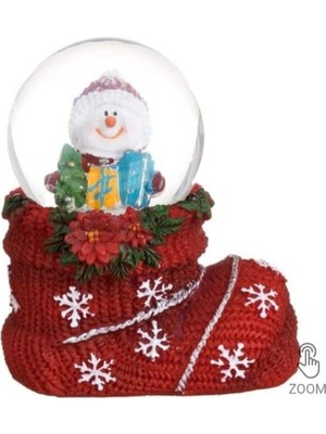 PremiumPort Şeffaf Cam Kardan Adam Figürlü Mini Kar Küresi, Dekoratif Süs Malzemesi