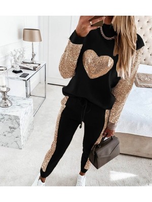 Mericline Kadın Uzun Kollu Yarım Balıkçı Yaka Pul Payet Detay Iki Iplik Ikili Takım