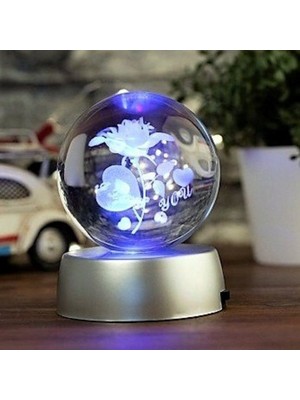 PremiumPort Gül Temalı Cam Küre, Şık ve Şeffaf Dekoratif Süs