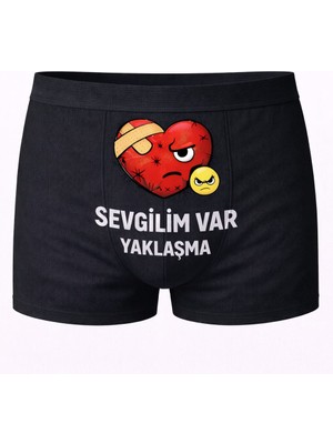 Onudabunuda Baskılı Erkek Boxer Sevgililer Günü Temalı Sevgilim Var Desenli Komik Mizahi Esprili Pamuklu Likralı