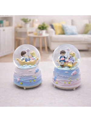 PremiumPort Romantik Sevgililer Için Müzikli Işıklı Kar Küresi, Orta Boy