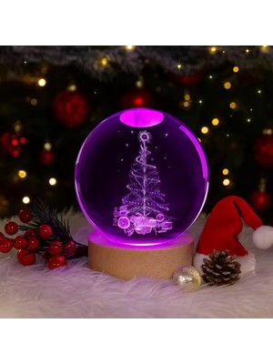 PremiumPort Özel Işıklı Ahşap Kaideli Çam Cam Küre 8cm x 6cm