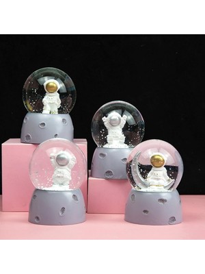 PremiumPort Mini Işıklı Astronot Kar Küresi, Dekoratif ve Parlak Hediye