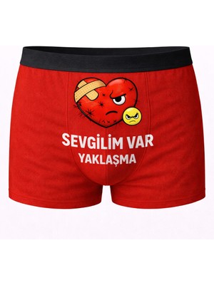 Onudabunuda Baskılı Erkek Boxer Sevgililer Günü Temalı Sevgilim Var Desenli Komik Mizahi Esprili Pamuklu Likralı