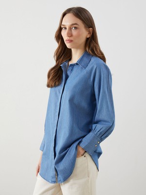 Lc Waikiki Yeni Sezon Gömlek Yaka Kadın Jean Tunik