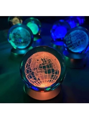 PremiumPort Işıklı Cam Küre, Dekoratif Dünya Temalı, Şık ve Parlak Tasarım
