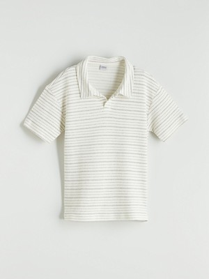 Lc Waikiki Yeni Sezon Polo Yaka Çizgili Erkek Çocuk Tişört
