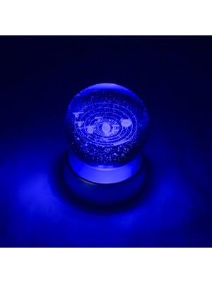 PremiumPort Renkli Işıklı Cam Küre, Güneş Sistemi Temalı Dekorasyon Parçası