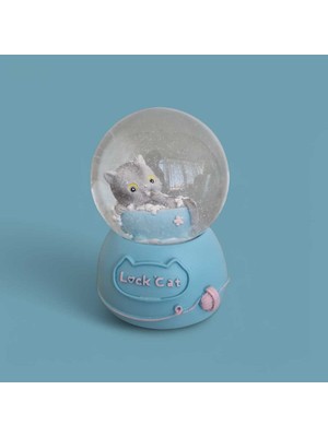PremiumPort Işık ve Müzikli Kedi Cam Kar Küresi, Eğlence Dolu Orta Boy Ürün
