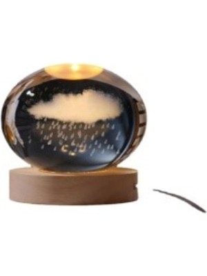 PremiumPort Şık Cam Küre, Ahşap Altlı, USB Bağlantılı Dekoratif Tasarım