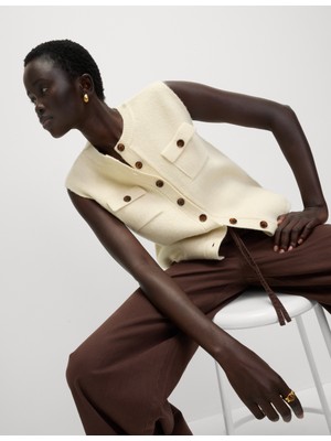 Marks & Spencer Cep Detaylı Yuvarlak Yaka Triko Yelek