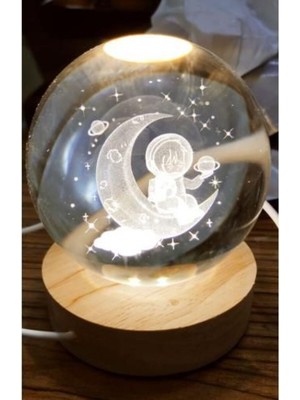 PremiumPort Gezegen ve Yıldızlar Temalı Işıklı Dekoratif Cam Küre